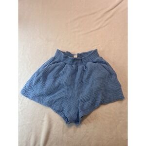 Vintage Savana Muslin Cotton Light Blue Shorts L Lightweight Soft
